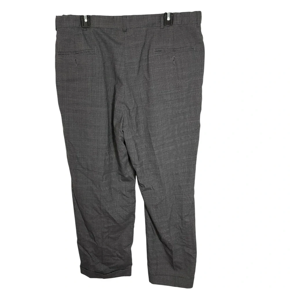Haggar Black Label 46R 38x29 Grey Suit Set Glen Plaid Wool Blend Blazer Trousers